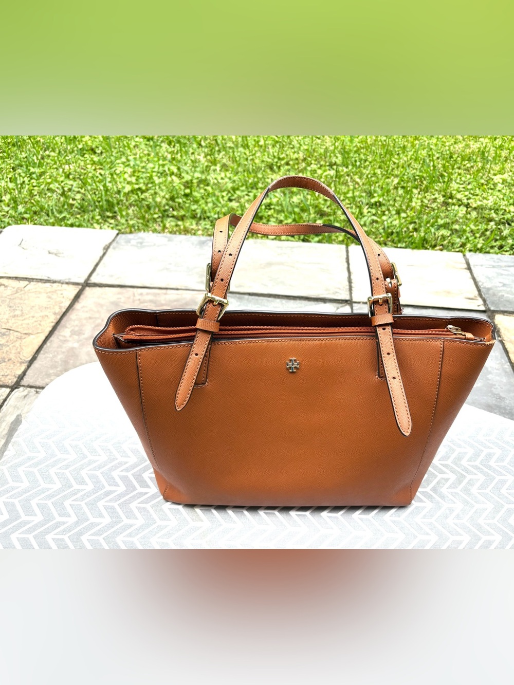 Tory Burch Tan Logo-Accent Shoulder Bag preowned